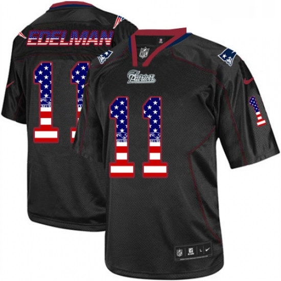 Mens Nike New England Patriots 11 Julian Edelman Elite Black USA Flag Fashion NFL Jersey Mens Nike New England Patriots 11 Julian Edelman Elite Black USA Flag Fashion NFL Jersey