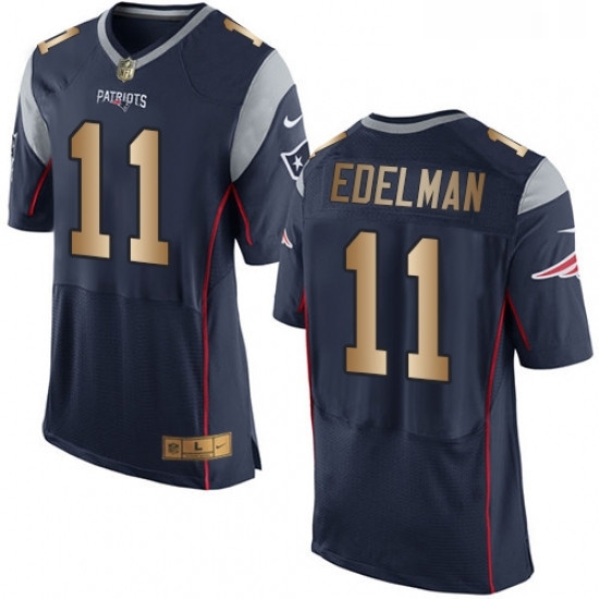 Mens Nike New England Patriots 11 Julian Edelman Elite NavyGold Team Color NFL Jersey Mens Nike New England Patriots 11 Julian Edelman Elite NavyGold Team Color NFL Jersey