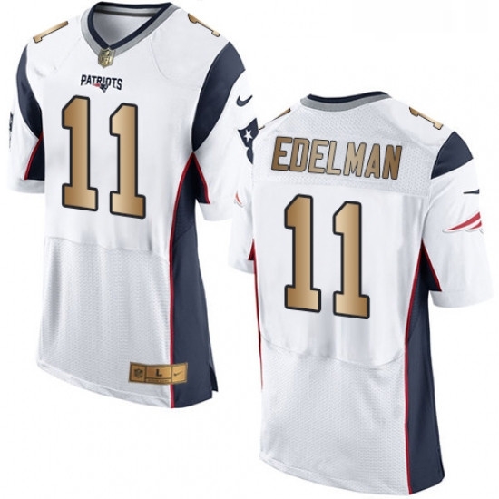 Mens Nike New England Patriots 11 Julian Edelman Elite WhiteGold NFL Jersey Mens Nike New England Patriots 11 Julian Edelman Elite WhiteGold NFL Jersey
