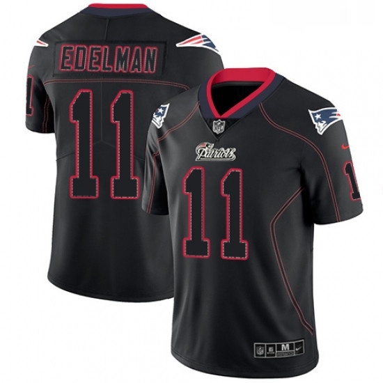 Mens Nike New England Patriots 11 Julian Edelman Limited Lights Out Black Rush NFL Jersey Mens Nike New England Patriots 11 Julian Edelman Limited Lights Out Black Rush NFL Jersey