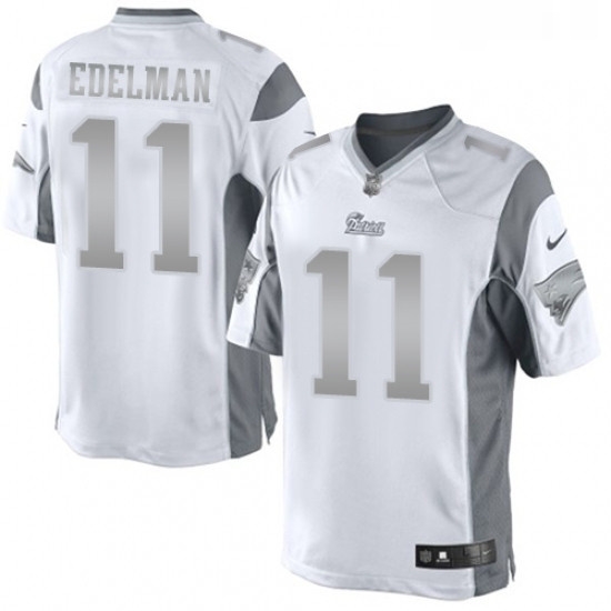 Mens Nike New England Patriots 11 Julian Edelman Limited White Platinum NFL Jersey Mens Nike New England Patriots 11 Julian Edelman Limited White Platinum NFL Jersey