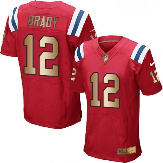 Mens Nike New England Patriots 12 Tom Brady Elite RedGold Alternate NFL Jersey Mens Nike New England Patriots 12 Tom Brady Elite RedGold Alternate NFL Jersey