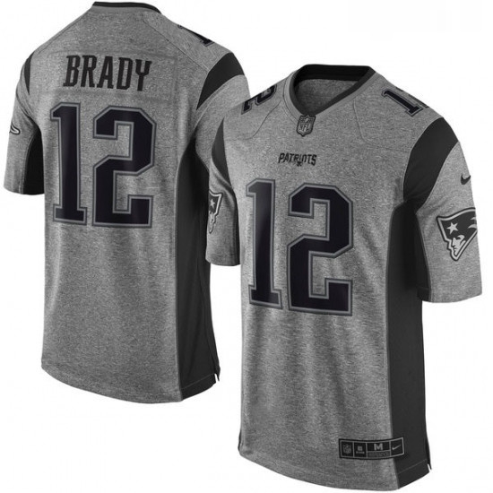Mens Nike New England Patriots 12 Tom Brady Limited Gray Gridiron NFL Jersey Mens Nike New England Patriots 12 Tom Brady Limited Gray Gridiron NFL Jersey