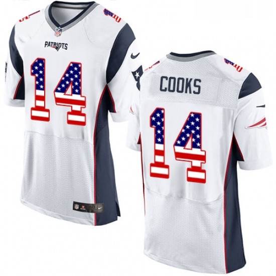 Mens Nike New England Patriots 14 Brandin Cooks Elite White Road USA Flag Fashion NFL Jersey Mens Nike New England Patriots 14 Brandin Cooks Elite White Road USA Flag Fashion NFL Jersey