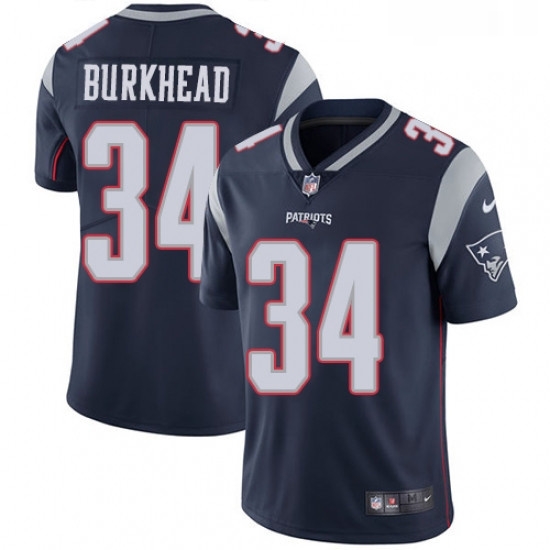 Mens Nike New England Patriots 34 Rex Burkhead Navy Blue Team Color Vapor Untouchable Limited Player NFL Jersey