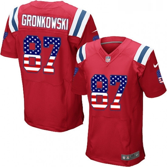 Mens Nike New England Patriots 87 Rob Gronkowski Elite Red Alternate USA Flag Fashion NFL Jersey Mens Nike New England Patriots 87 Rob Gronkowski Elite Red Alternate USA Flag Fashion NFL Jersey