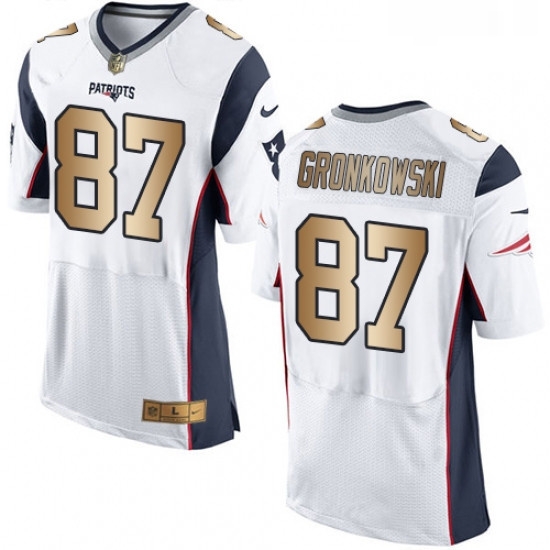 Mens Nike New England Patriots 87 Rob Gronkowski Elite WhiteGold NFL Jersey Mens Nike New England Patriots 87 Rob Gronkowski Elite WhiteGold NFL Jersey