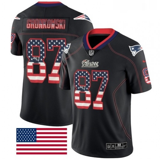 Mens Nike New England Patriots 87 Rob Gronkowski Limited Black Rush USA Flag NFL Jersey Mens Nike New England Patriots 87 Rob Gronkowski Limited Black Rush USA Flag NFL Jersey