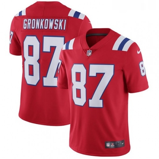 Mens Nike New England Patriots 87 Rob Gronkowski Red Alternate Vapor Untouchable Limited Player NFL Jersey Mens Nike New England Patriots 87 Rob Gronkowski Red Alternate Vapor Untouchable Limited Player NFL Jersey