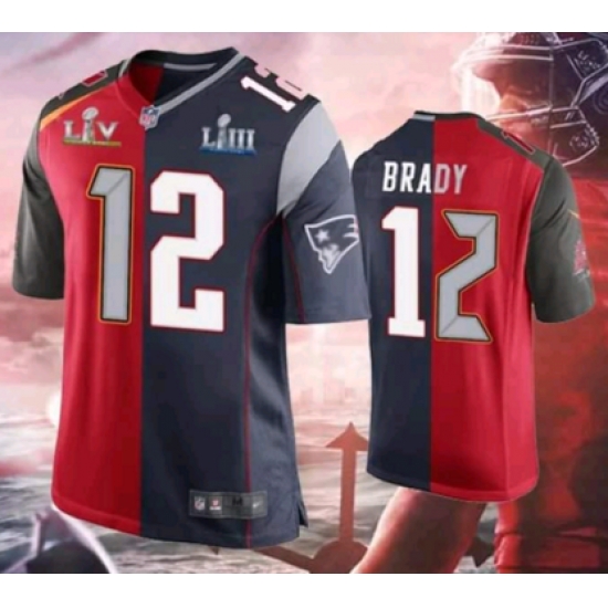 Men's Tom Brady Buccaneers Patriots Splite 2021 Super Bowl Jersey Men's Tom Brady Buccaneers Patriots Splite 2021 Super Bowl Jersey