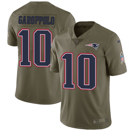 Nike Patriots #10 Jimmy Garoppolo Olive Mens Stitched NFL Limited 2017 Salute To Service Jersey Nike Patriots #10 Jimmy Garoppolo Olive Mens Stitched NFL Limited 2017 Salute To Service Jersey