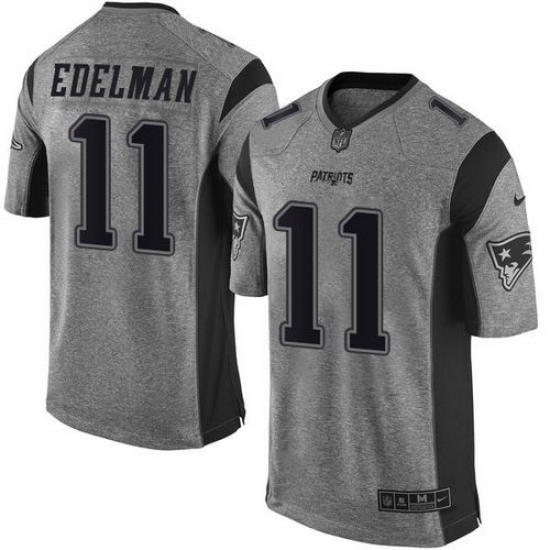 Nike Patriots #11 Julian Edelman Gray Mens Stitched NFL Limited Gridiron Gray Jersey Nike Patriots #11 Julian Edelman Gray Mens Stitched NFL Limited Gridiron Gray Jersey