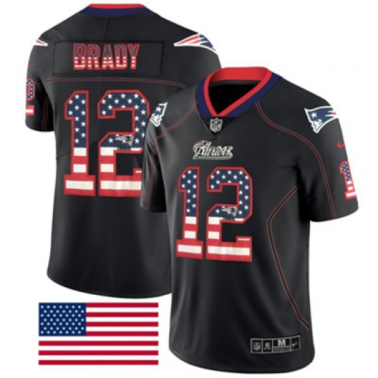 Nike Patriots #12 Tom Brady Black Mens Stitched NFL Limited Rush USA Flag Jersey Nike Patriots #12 Tom Brady Black Mens Stitched NFL Limited Rush USA Flag Jersey