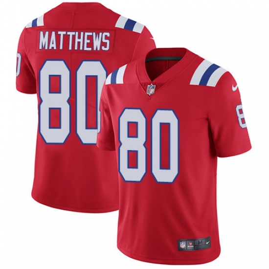 Nike Patriots #80 Jordan Matthews Red Alternate Mens Stitched NFL Vapor Untouchable Limited Jersey Nike Patriots #80 Jordan Matthews Red Alternate Mens Stitched NFL Vapor Untouchable Limited Jersey