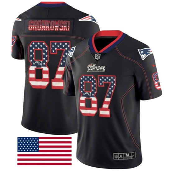Nike Patriots #87 Rob Gronkowski Black Mens Stitched NFL Limited Rush USA Flag Jersey Nike Patriots #87 Rob Gronkowski Black Mens Stitched NFL Limited Rush USA Flag Jersey