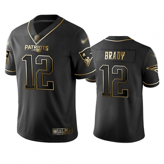 Patriots 12 Tom Brady Black Men Stitched Football Limited Golden Edition Jersey Patriots 12 Tom Brady Black Men Stitched Football Limited Golden Edition Jersey