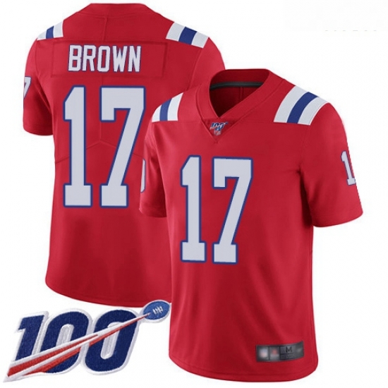 Patriots 17 Antonio Brown Red Alternate Men Stitched Football 100th Season Vapor Limited Jersey Patriots 17 Antonio Brown Red Alternate Men Stitched Football 100th Season Vapor Limited Jersey