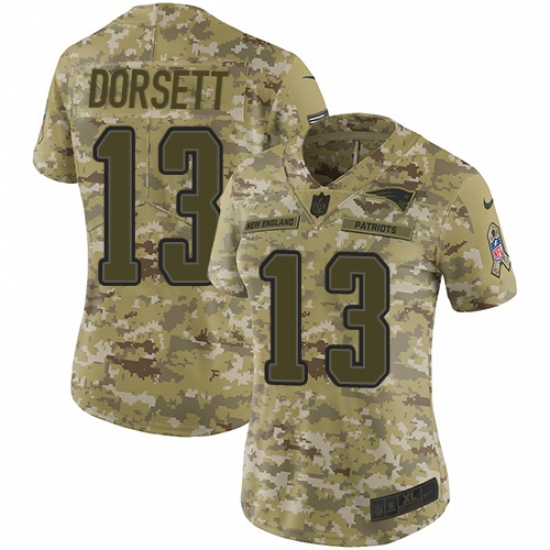 Nike Patriots #13 Phillip Dorsett Camo Women Stitched NFL Limited 2018 Salute to Service Jersey Nike Patriots #13 Phillip Dorsett Camo Women Stitched NFL Limited 2018 Salute to Service Jersey