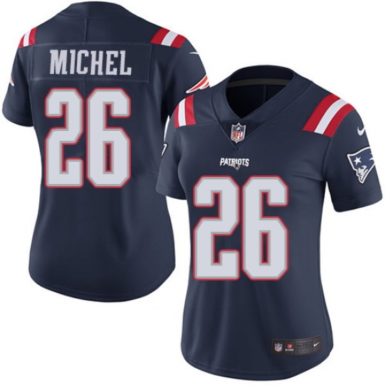Nike Patriots #26 Sony Michel Navy Blue Womens Stitched NFL Limited Rush Jersey Nike Patriots #26 Sony Michel Navy Blue Womens Stitched NFL Limited Rush Jersey