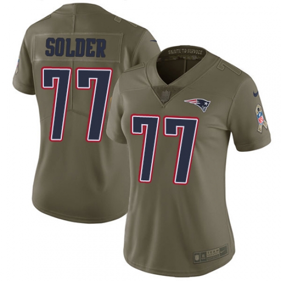 Nike Patriots #77 Nate Solder Olive Womens Stitched NFL Limited 2017 Salute to Service Jersey Nike Patriots #77 Nate Solder Olive Womens Stitched NFL Limited 2017 Salute to Service Jersey
