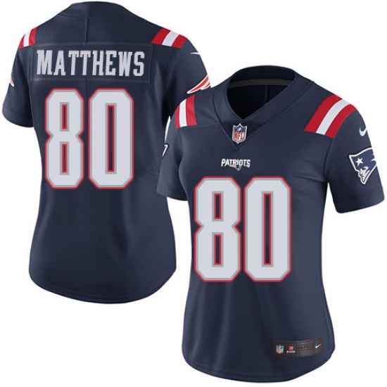 Nike Patriots #80 Jordan Matthews Navy Blue Womens Stitched NFL Limited Rush Jersey Nike Patriots #80 Jordan Matthews Navy Blue Womens Stitched NFL Limited Rush Jersey
