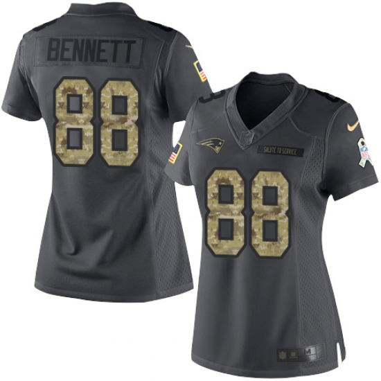 Nike Patriots #88 Martellus Bennett Black Womens Stitched NFL Limited 2016 Salute to Service Jersey Nike Patriots #88 Martellus Bennett Black Womens Stitched NFL Limited 2016 Salute to Service Jersey