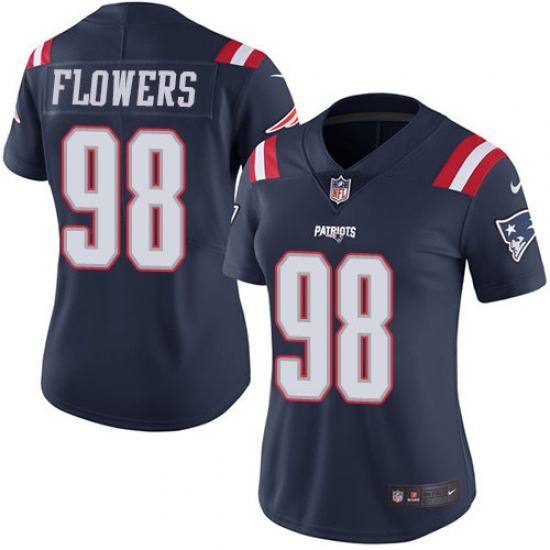Nike Patriots #98 Trey Flowers Navy Blue Womens Stitched NFL Limited Rush Jersey Nike Patriots #98 Trey Flowers Navy Blue Womens Stitched NFL Limited Rush Jersey