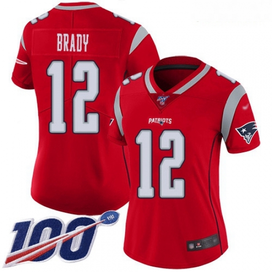 Patriots #12 Tom Brady Red Women Stitched Football Limited Inverted Legend 100th Season Jersey Patriots #12 Tom Brady Red Women Stitched Football Limited Inverted Legend 100th Season Jersey