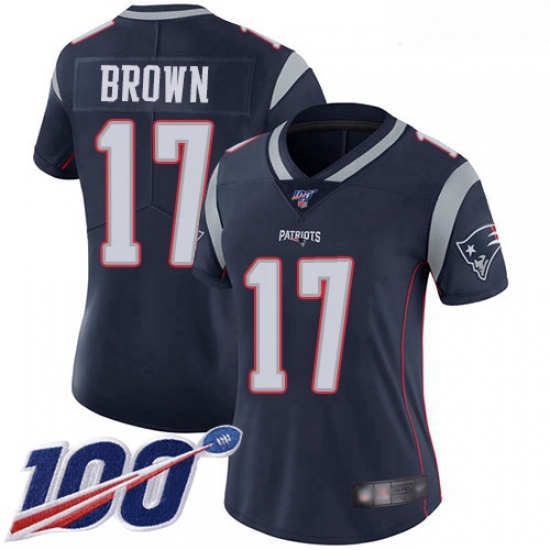 Patriots #17 Antonio Brown Navy Blue Team Color Women Stitched Football 100th Season Vapor Limited Jersey Patriots #17 Antonio Brown Navy Blue Team Color Women Stitched Football 100th Season Vapor Limited Jersey