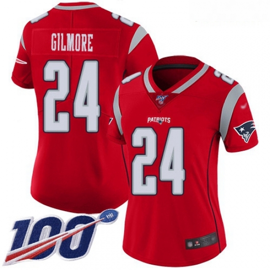 Patriots #24 Stephon Gilmore Red Women Stitched Football Limited Inverted Legend 100th Season Jersey Patriots #24 Stephon Gilmore Red Women Stitched Football Limited Inverted Legend 100th Season Jersey