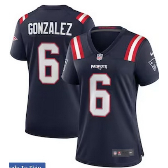 Women New England Patriots 6 Christian Gonzalez Navy Vapor Limited Jersey Women New England Patriots 6 Christian Gonzalez Navy Vapor Limited Jersey