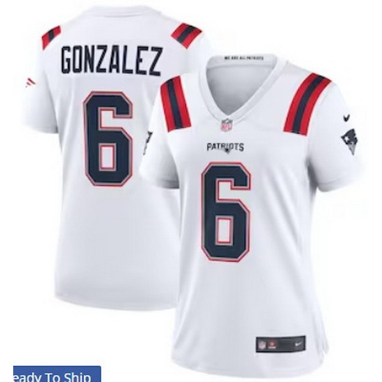 Women New England Patriots 6 Christian Gonzalez White Vapor Limited Jersey Women New England Patriots 6 Christian Gonzalez White Vapor Limited Jersey