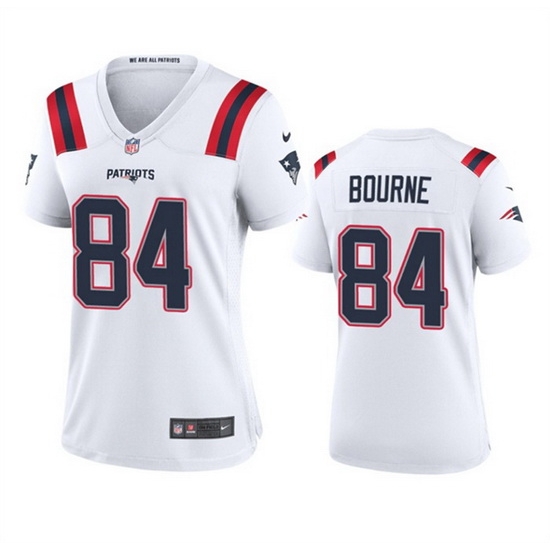 Women New England Patriots 84 Kendrick Bourne White Stitched Jersey Run Small Women New England Patriots 84 Kendrick Bourne White Stitched Jersey Run Small