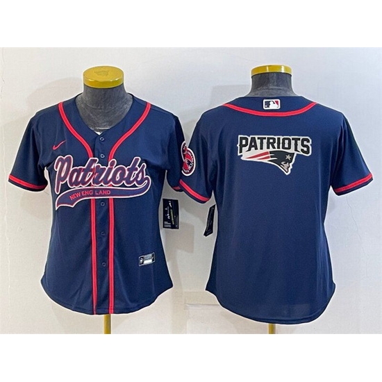 Women New England Patriots Navy Team Big Logo With Patch Cool Base Stitched Baseball Jersey Women New England Patriots Navy Team Big Logo With Patch Cool Base Stitched Baseball Jersey