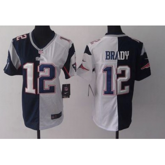 Women New England Patriots Tom Brady White Blue Split Limited Jersey Women New England Patriots Tom Brady White Blue Split Limited Jersey