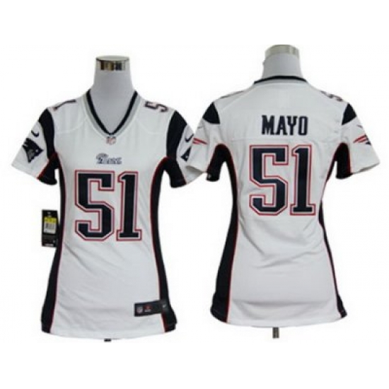 Women Nike NFL New England Patriots 51# Jerod Mayo White Jersey Women Nike NFL New England Patriots 51# Jerod Mayo White Jersey