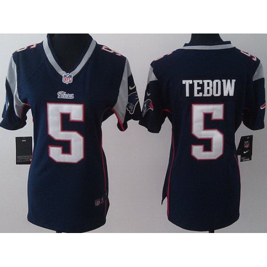 Women Nike New England Patriots 5 Tim Tebow Blue Jerseys Women Nike New England Patriots 5 Tim Tebow Blue Jerseys