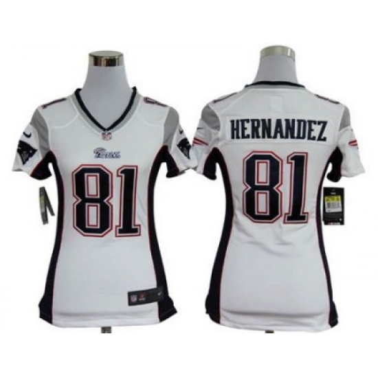 Women Nike New England Patriots 81 Hernandez White Jersey Women Nike New England Patriots 81 Hernandez White Jersey
