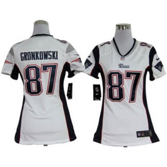 Women Nike New England Patriots 87 Gronkowski White Jersey Women Nike New England Patriots 87 Gronkowski White Jersey