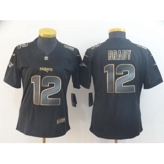 Women Nike Patriots 12 Tom Brady Black Gold Vapor Untouchable Limited Jersey Women Nike Patriots 12 Tom Brady Black Gold Vapor Untouchable Limited Jersey