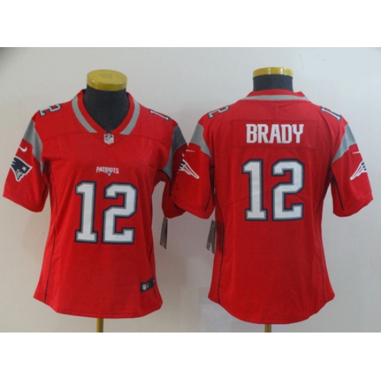 Women Nike Patriots 12 Tom Brady Red Women Inverted Legend Limited Jersey Women Nike Patriots 12 Tom Brady Red Women Inverted Legend Limited Jersey