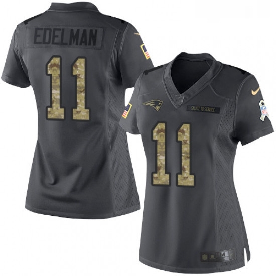 Womens Nike New England Patriots 11 Julian Edelman Limited Black 2016 Salute to Service NFL Jersey Womens Nike New England Patriots 11 Julian Edelman Limited Black 2016 Salute to Service NFL Jersey