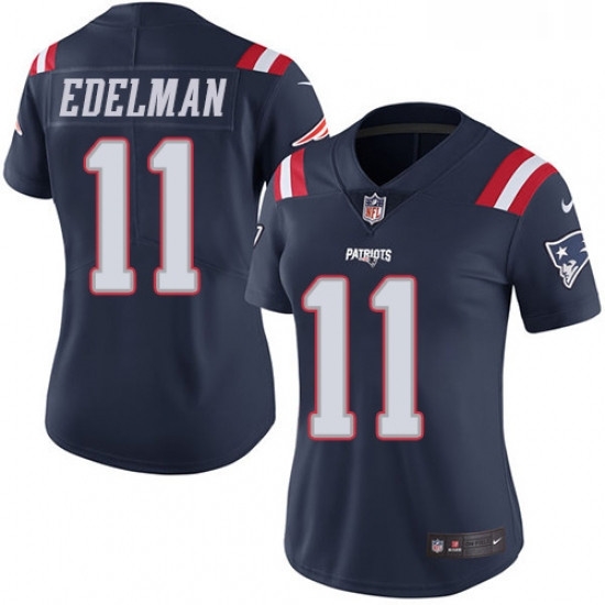 Womens Nike New England Patriots 11 Julian Edelman Limited Navy Blue Rush Vapor Untouchable NFL Jersey Womens Nike New England Patriots 11 Julian Edelman Limited Navy Blue Rush Vapor Untouchable NFL Jersey