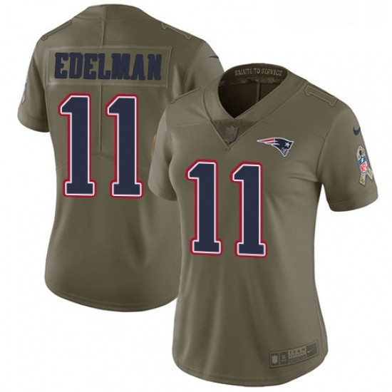 Womens Nike New England Patriots 11 Julian Edelman Limited Olive 2017 Salute to Service NFL Jersey Womens Nike New England Patriots 11 Julian Edelman Limited Olive 2017 Salute to Service NFL Jersey