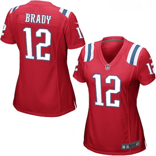 Womens Nike New England Patriots 12 Tom Brady Game Red Alternate NFL Jersey Womens Nike New England Patriots 12 Tom Brady Game Red Alternate NFL Jersey
