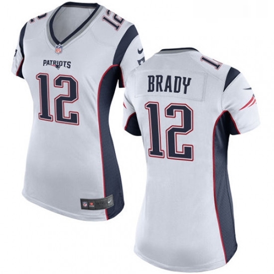 Womens Nike New England Patriots 12 Tom Brady Game White NFL Jersey Womens Nike New England Patriots 12 Tom Brady Game White NFL Jersey