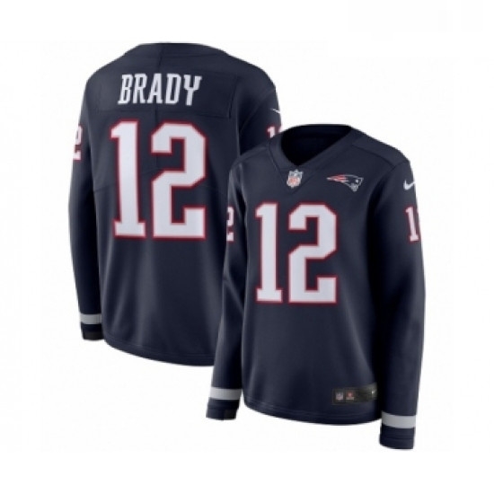 Womens Nike New England Patriots 12 Tom Brady Limited Navy Blue Therma Long Sleeve NFL Jersey Womens Nike New England Patriots 12 Tom Brady Limited Navy Blue Therma Long Sleeve NFL Jersey