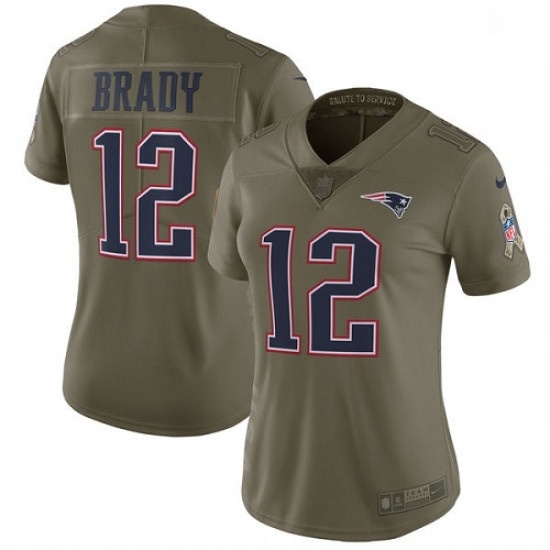 Womens Nike New England Patriots 12 Tom Brady Limited Olive 2017 Salute to Service NFL Jersey Womens Nike New England Patriots 12 Tom Brady Limited Olive 2017 Salute to Service NFL Jersey