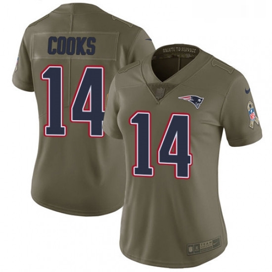 Womens Nike New England Patriots 14 Brandin Cooks Limited Olive 2017 Salute to Service NFL Jersey Womens Nike New England Patriots 14 Brandin Cooks Limited Olive 2017 Salute to Service NFL Jersey