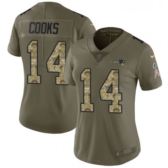 Womens Nike New England Patriots 14 Brandin Cooks Limited OliveCamo 2017 Salute to Service NFL Jersey Womens Nike New England Patriots 14 Brandin Cooks Limited OliveCamo 2017 Salute to Service NFL Jersey